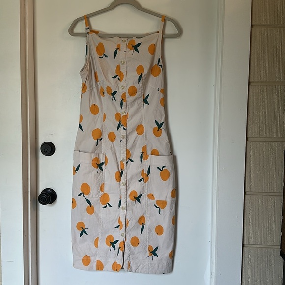 Anthropologie Maeve Dylan Mierzwinski Colette Midi Dress Sz S Cream Orange - Picture 2 of 5